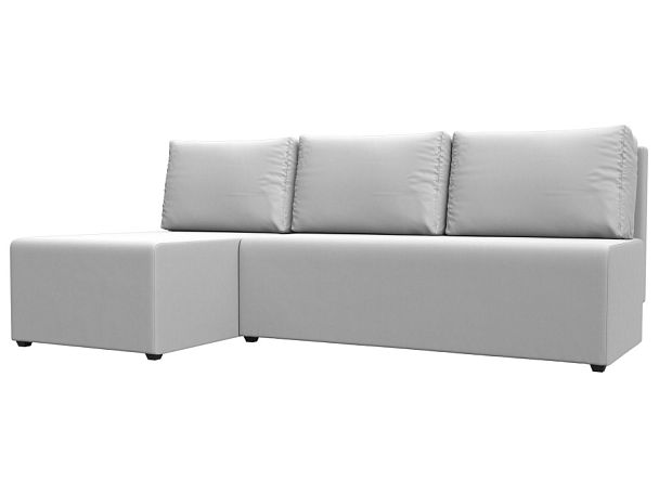 Угловой диван Поло левый (полностью экокожа белая) - Вид 1