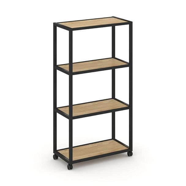Shelf Mobile Стеллаж 4 уровня 1 секция VR.LT-STK-401.12 Тиквуд Светлый/Металл Черный 1200*400*1523 - Вид 1