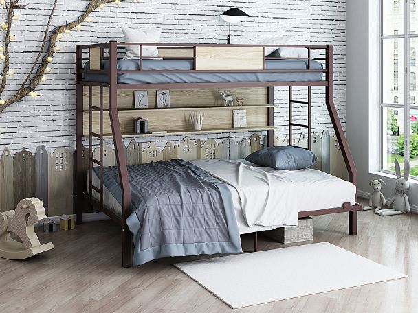 Двухъярусная кровать "Гранада П 140" коричневый - Вид 1