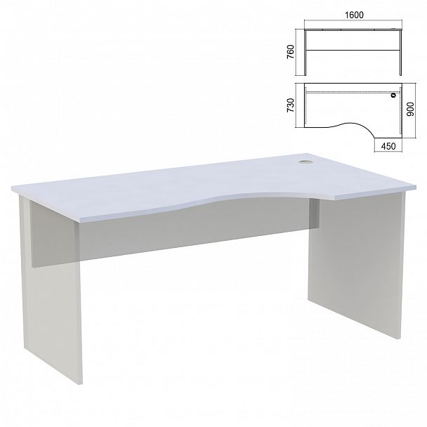 Стол эргономичный ЧАСТЬ 1 "Арго", 1600х900х760 мм, правый, серый - Вид 2