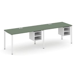 Concept Рабочая станция односторонняя с подвес. тумбами 2 места CN.ORS-105 Кобо/Белый Бриллиант/Металл Белый 1960*720*750 - Фото предпросмотра