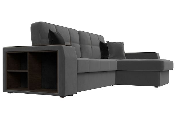 Угловой диван Брюссель правый (полностью велюр серый) - Вид 3