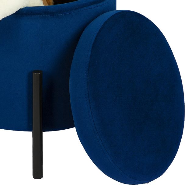 Комплект пуфов Кен с местом для хранения Синий велюр Confetti blue/черный, 2 шт. - Вид 5