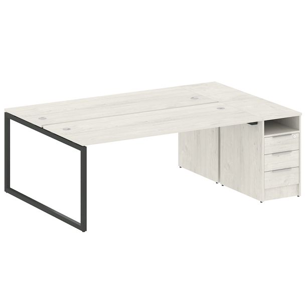 Metal System Quattro Р. ст. с тумбой на О-образном м/к 40БО.РС-СТП-2.5 Дуб наварра/Антрацит металл 2212*1475*750 - Вид 1