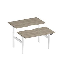 Рабочая станция на электроприводе с вырезами Elevo А2 БГ 102.2 ВЛ вяз либерти/ белый гладкий - Фото предпросмотра