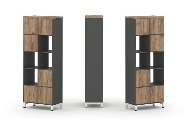 Стайл Проджект Набор стеллажа 1 сторон., 5 яр. SN.NS-521 Антрацит/Дуб Табак/Металл Белый 754*400*198 - Вид 1