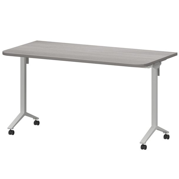 Стол мобильный складной радиусный МБ25-140.70Р Лиственница/Белый 1400x700x750 Моби - Вид 1