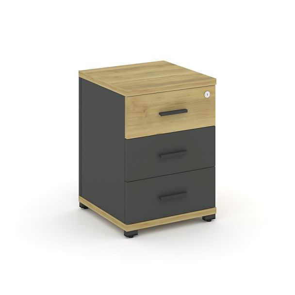 Concept Тумба опорная/приставная 3 ящ. CN.TUO-001 A Дуб Винченцо/Антрацит/Металл Антрацит 420*420*583 - Вид 1