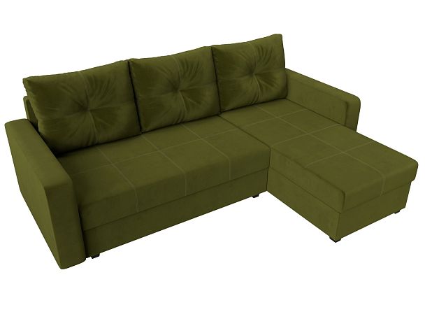 Диван угловой Ливерпуль Лайт правый угол Микровельвет зеленый - Вид 5