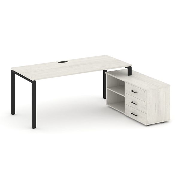 Стайл Проджект Директ / Style Project Direct Стол письменный с греденцией правой SN-6P.SRG-015.M(R) Дуб Наварра/Металл Черный 1980*1480*750 - Вид 1