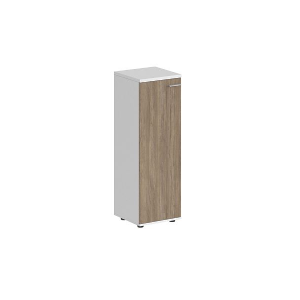 Шкаф средний 400х400х1200, 1 дв., з.ст HDF, левый / корпус: белый; фасад: дуб темный Сигма / Sigma - Вид 1