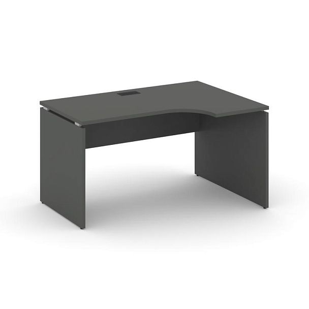 Стайл Проджект Стол рабочий эргоном. SN-D.SPA-002(R) Антрацит NEW/Черная Заглушка 1580*600/980*750 - Вид 1