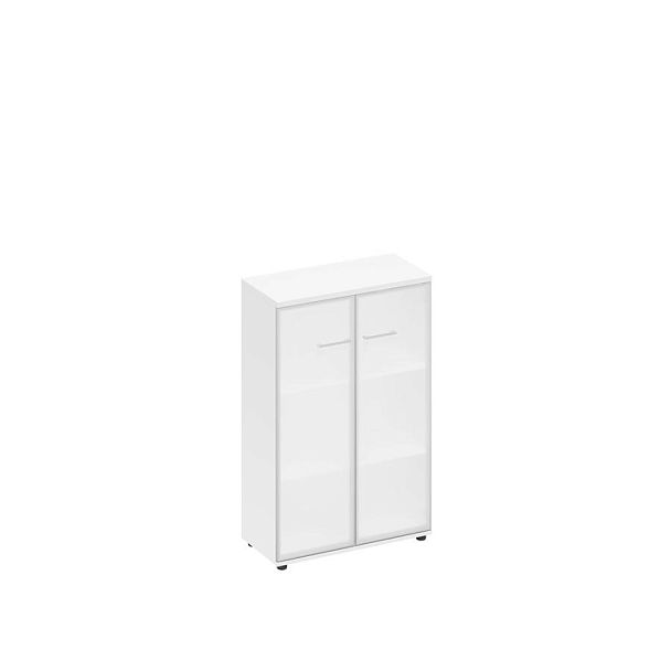 Шкаф средний со стеклом в алюминиевой рамке Elevo А1 9367 БП белый премиум - Вид 1