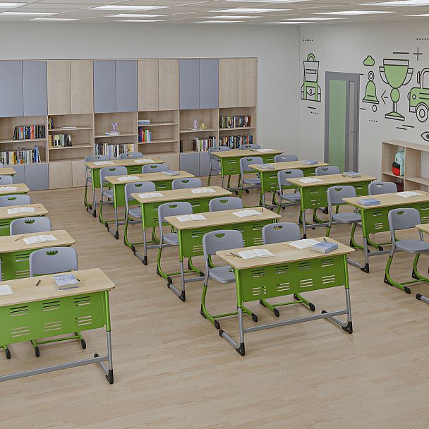 Парта Smart на плоскоовале 2М (столеш. ЛДСП ЗУ, экран ПЭ, полка), гр.3-5 - Вид 6