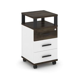 Concept Тумба мобильная 3 ящ. с надставкой CN.TUM-004 B Дуб Мали/Белый Бриллиант/Металл Черный 420*420*782 - Фото предпросмотра