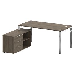 Metal System Direct Стол руковододителя с тумбой левый БГ.СРТ-4.8 (L) Вяз/Нерж. сталь 1700*1620*750 - Фото предпросмотра