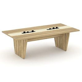Корнер Стол переговорный COR.PRG-24.E-2 Гикори Песочный/Ваниль 2400*1200*750 - Фото предпросмотра