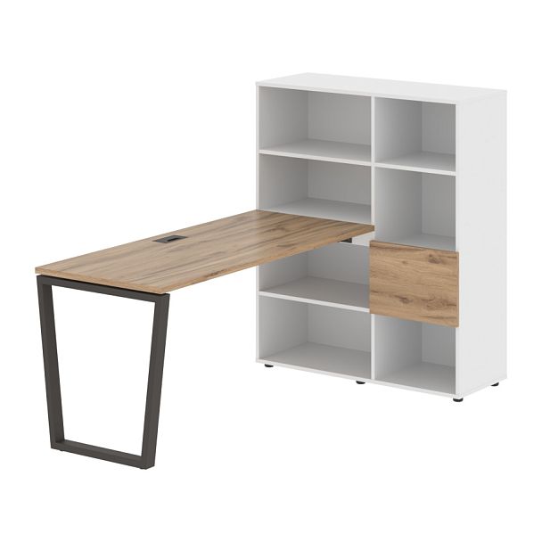 Стол-стеллаж EVRST 1115 Дуб Денвер светлый/Мокко/Белый 1990х1120х1355 EDIS - Вид 1