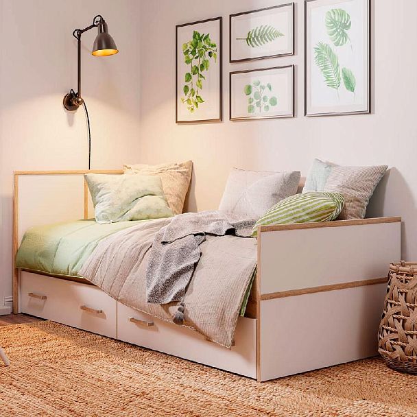 "Сакура" кровать 0,9м LIGHT (1050х860х2034) дуб сонома/белый - Вид 3