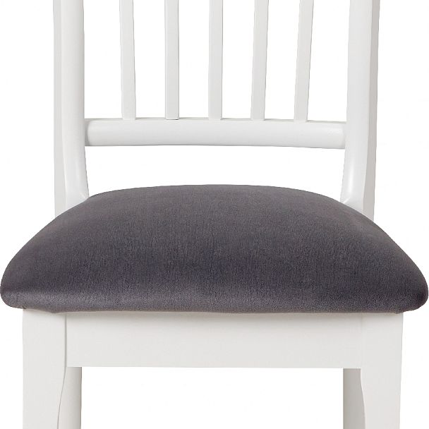 Стул деревянный с мягким сиденьем Элин Белый/Серый велюр - Вид 10