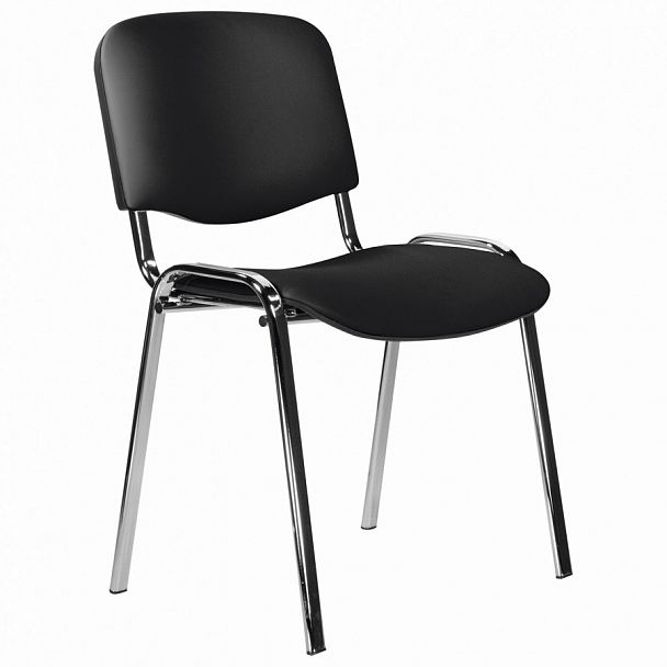 Стул STAFF "Iso Lite CF-008", хром, кожзам черный (Z-11), 532567, стопируемый - Вид 1