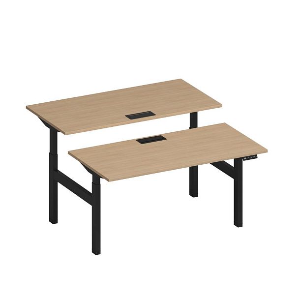 Рабочая станция на электроприводе с заглушками Elevo А2 ЧР 103 НД натуральный дуб / черный гладкий - Вид 1