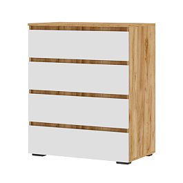 Хелен КМ 02 Комод 802 4 ящика (0,802х0,958х0,460) белый/дуб крафт золото - Фото предпросмотра