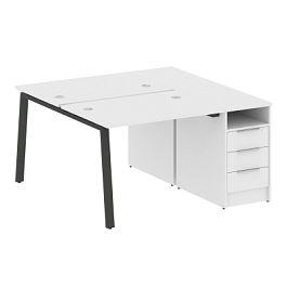 Metal System Р. ст. с тумбой на А-образном м/к БА.РС-СТП-2.1 Белый/Антрацит металл 1412*1475*750 - Фото предпросмотра