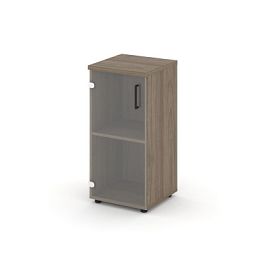 Стайл Проджект Шкаф низкий узкий SN.STU-302(L) Вяз Благородный/Прозрачный/Черный Ручки 400*400*833 - Фото предпросмотра