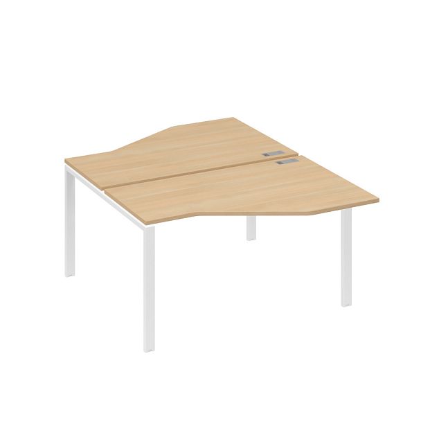 Рабочая станция (2х140) со столами Техно на каркасе UNO A4 А4 Б1 187 БП натуральный дуб / металлокаркас белый - Вид 1