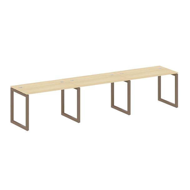 Metal System Quattro Р. ст. на 3 раб. места на О-образном м/к 50БО.СМ-3.2 Акация/Мокко металл 3600*720*750 - Вид 1