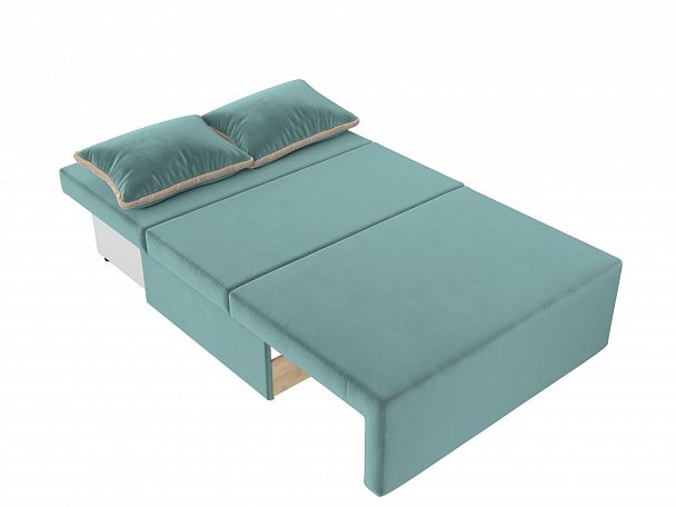 Диван прямой Лагуна (полностью велюр бирюзовый, кант велюр бежевый) - Вид 9