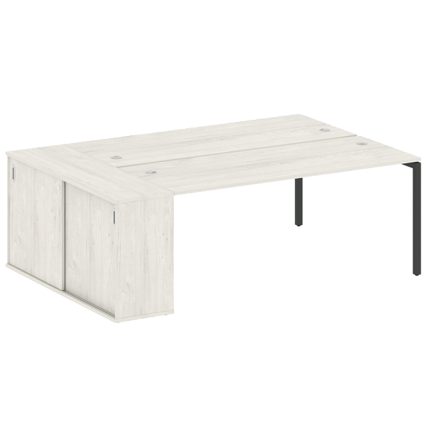 Metal System Quattro Р. ст. с шкафом-купе на П-образном м/к 40БП.РС-СШК-1.5 Т Дуб наварра/Антрацит металл 2210*1475*750 - Вид 1