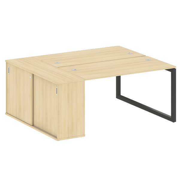 Metal System Quattro Р. ст. с шкафом-купе на О-образном м/к 50БО.РС-СШК-1.3 Т Акация/Антрацит металл 1810*1475*750 - Вид 1