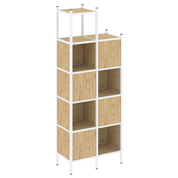 Loft Прямой стеллаж наборный VR.L-20 Тиквуд светлый/Белый металл 862*446*2280 - Вид 1