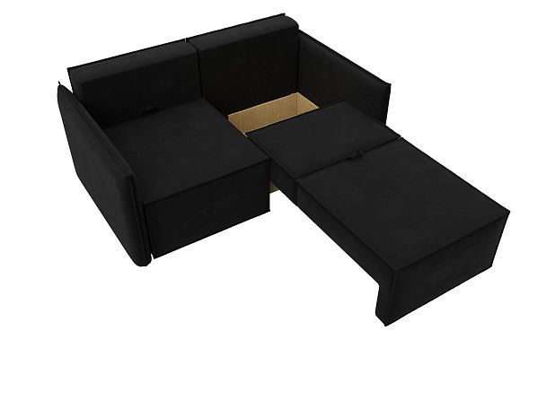 Диван прямой Либерти мини Микровельвет черный - Вид 7