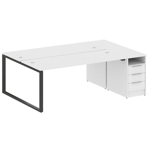 Metal System Р. ст. с тумбой на О-образном м/к БО.РС-СТП-2.5 Белый/Антрацит металл 2212*1475*750 - Вид 1