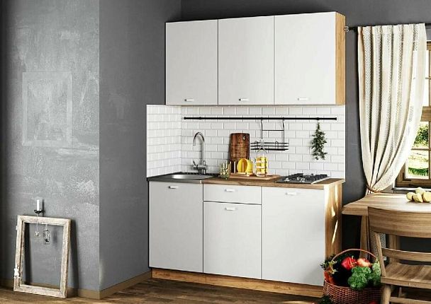 кухня Дана 1,5 дуб крафт золотой/белый - Вид 3