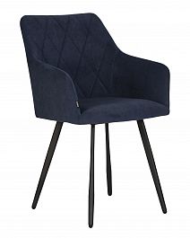 Стул обеденный DOBRIN ROBY (ЭМАЛЬ ЧЕРНЫЙ МУАР велюр Catania Dark Blue) - Фото предпросмотра