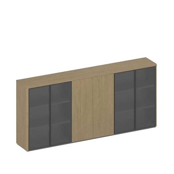 Шкаф для документов ION средний комбинированный 6-дверный (со стеклом+закрытый+со стеклом) ИН 305 ГР - Вид 1