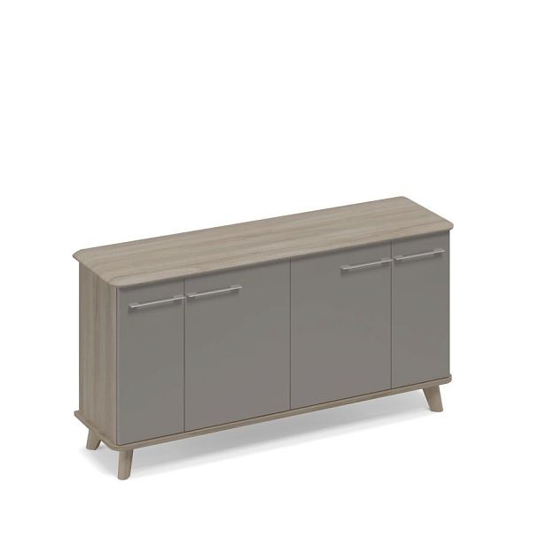 Шкаф низкий закрытый греденция Time wood ТМ 351 ВЛ/ВЛ/ВЛ.ВЛ вяз либерти (корпус, столешница, топ) / мокко премиум (фасад) - Вид 1