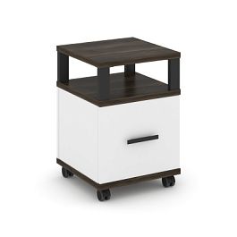 Concept Тумба мобильная 1 распаш. фасад с надставкой CN.TUM-008 B Дуб Мали/Белый Бриллиант/Металл Черный 420*420*615 - Фото предпросмотра