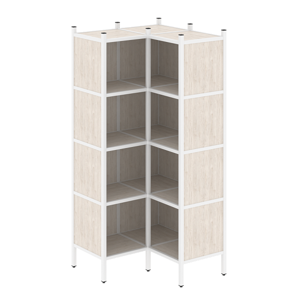 Loft Угловой внутренний стеллаж наборный VR.L-31 Денвер светлый/Белый металл 862*862*1869 - Вид 1