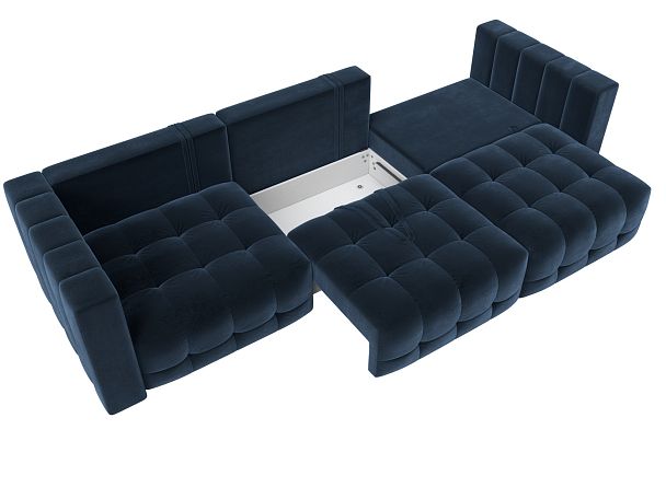 Диван прямой Лига-052 НПБ Лонг Велюр синий - Вид 8