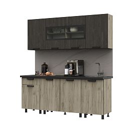 Кухня Эдинбург 2.0 Фасад ЖЕЛЕЗНЫЙ КАМЕНЬ/Корпус ДУБ КРАФТ СЕРЫЙ - Фото предпросмотра