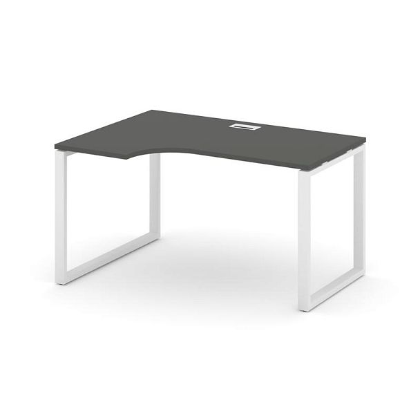 Стайл Проджект Стол рабочий эргоном. SN-6O.SPA-011(L) Антрацит/Металл Белый 1380*700/980*750 - Вид 1
