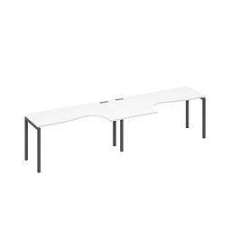 Рабочая станция столы Классика на каркасе DUE (2х160) A4 А4 Б2 035-2 БП белый премиум / металлокаркас антрацит - Фото предпросмотра
