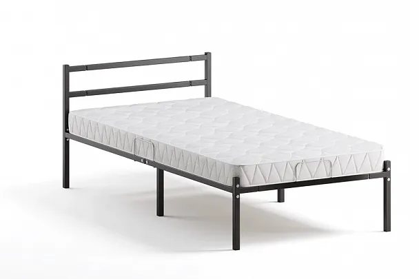 Кровать металлическая Лофт КОМПАКТ 900х2000, цвет черный       - Вид 3