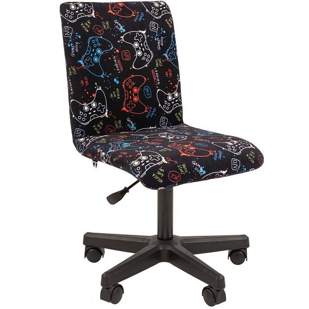 Кресло CHAIRMAN KIDS 109, пластик черный, ткань велюр, принт GAME - Вид 1