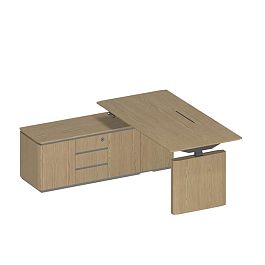 Стол руководителя ION на электроприводе на опорной тумбе левый, без экрана ИН 134 ГР - Фото предпросмотра